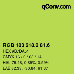 カラーコード: RGB 183 218.2 81.6 | qconv.com