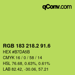 カラーコード: RGB 183 218.2 91.6 | qconv.com