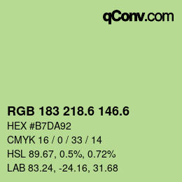 カラーコード: RGB 183 218.6 146.6 | qconv.com