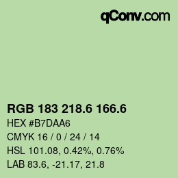 カラーコード: RGB 183 218.6 166.6 | qconv.com