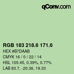 カラーコード: RGB 183 218.6 171.6 | qconv.com