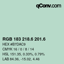 カラーコード: RGB 183 218.6 201.6 | qconv.com