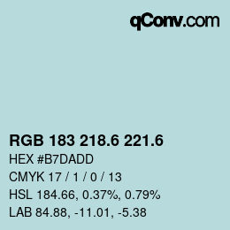 カラーコード: RGB 183 218.6 221.6 | qconv.com