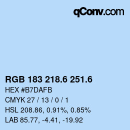 カラーコード: RGB 183 218.6 251.6 | qconv.com