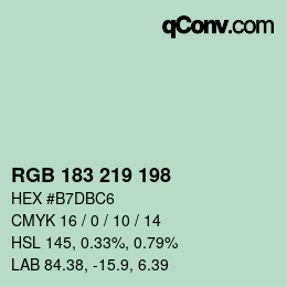 Color code: RGB 183 219 198 | qconv.com