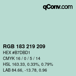 Color code: RGB 183 219 209 | qconv.com