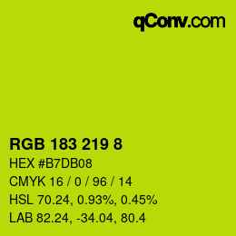 Color code: RGB 183 219 8 | qconv.com