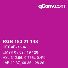 Color code: RGB 183 21 148 | qconv.com