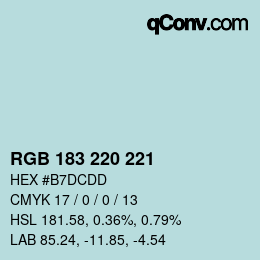 颜色代码: RGB 183 220 221 | qconv.com