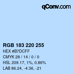 Color code: RGB 183 220 255 | qconv.com