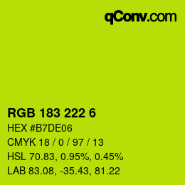 カラーコード: RGB 183 222 6 | qconv.com