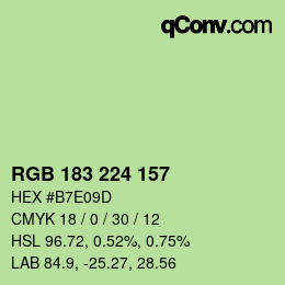 Color code: RGB 183 224 157 | qconv.com