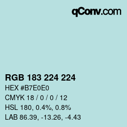 Color code: RGB 183 224 224 | qconv.com