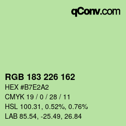 Color code: RGB 183 226 162 | qconv.com