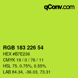 Color code: RGB 183 226 54 | qconv.com