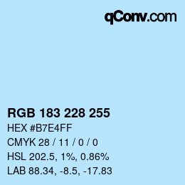 Color code: RGBA 183 228 255 1 | qconv.com