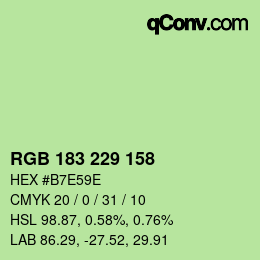 Color code: RGB 183 229 158 | qconv.com