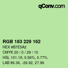 Código de color: RGB 183 229 162 | qconv.com