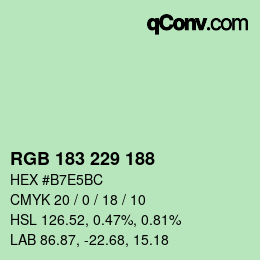 Color code: RGB 183 229 188 | qconv.com