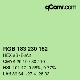 Color code: RGB 183 230 162 | qconv.com