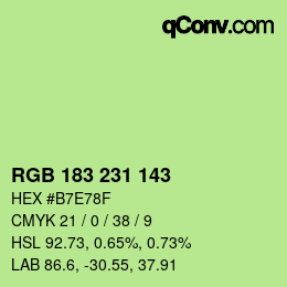 Color code: RGB 183 231 143 | qconv.com