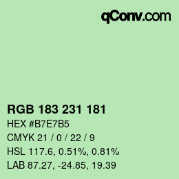 カラーコード: RGB 183 231 181 | qconv.com