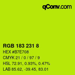 カラーコード: RGB 183 231 8 | qconv.com