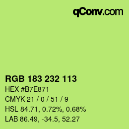 Color code: RGB 183 232 113 | qconv.com