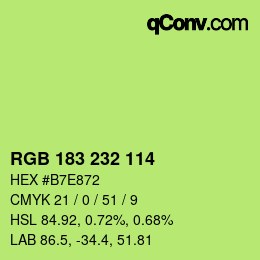 Color code: RGB 183 232 114 | qconv.com