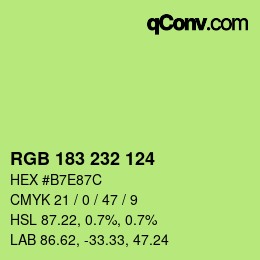 Color code: RGB 183 232 124 | qconv.com
