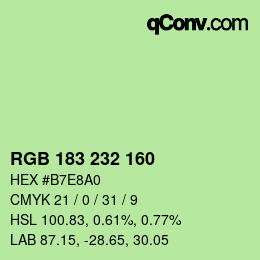 Color code: RGB 183 232 160 | qconv.com