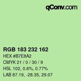 Color code: RGB 183 232 162 | qconv.com