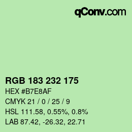 Color code: RGB 183 232 175 | qconv.com