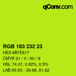 颜色代码: RGB 183 232 23 | qconv.com