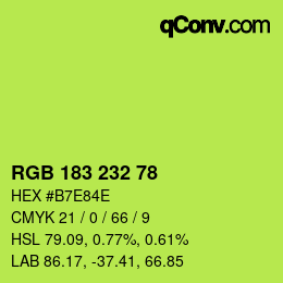 Color code: RGB 183 232 78 | qconv.com