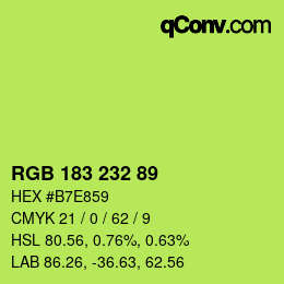 Color code: RGB 183 232 89 | qconv.com