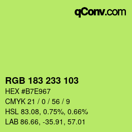 Color code: RGB 183 233 103 | qconv.com