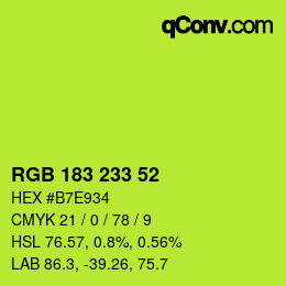 Color code: RGB 183 233 52 | qconv.com
