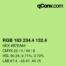 カラーコード: RGB 183 234.4 132.4 | qconv.com