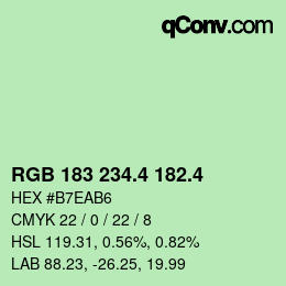 カラーコード: RGB 183 234.4 182.4 | qconv.com