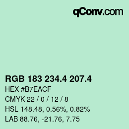 カラーコード: RGB 183 234.4 207.4 | qconv.com
