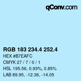 カラーコード: RGB 183 234.4 252.4 | qconv.com