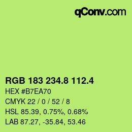 カラーコード: RGB 183 234.8 112.4 | qconv.com