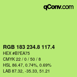 カラーコード: RGB 183 234.8 117.4 | qconv.com