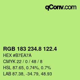 カラーコード: RGB 183 234.8 122.4 | qconv.com