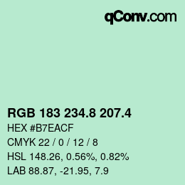 カラーコード: RGB 183 234.8 207.4 | qconv.com