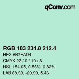 カラーコード: RGB 183 234.8 212.4 | qconv.com