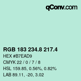 カラーコード: RGB 183 234.8 217.4 | qconv.com