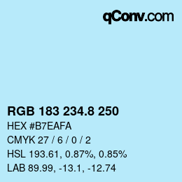 Color code: RGB 183 234.8 250 | qconv.com