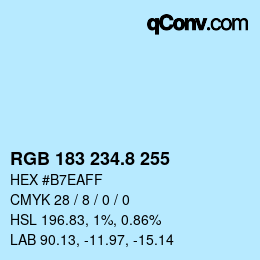 Color code: RGB 183 234.8 255 | qconv.com